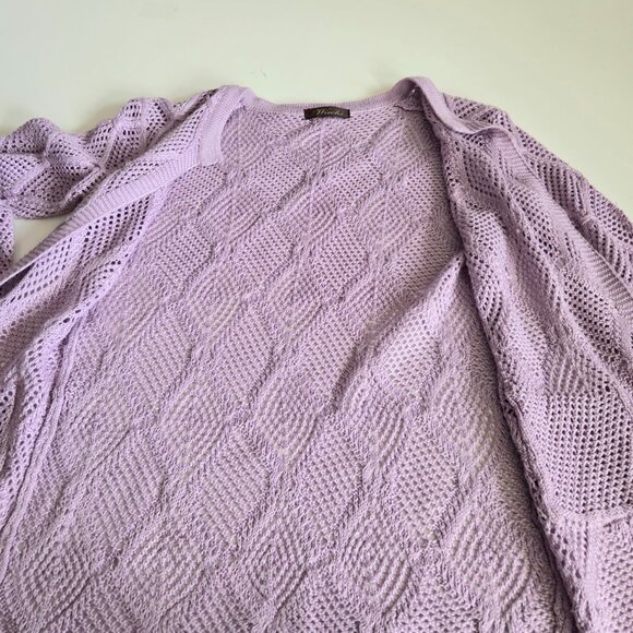 Wachi Open knit cardigan in lavender color. - Picture 5 of 8